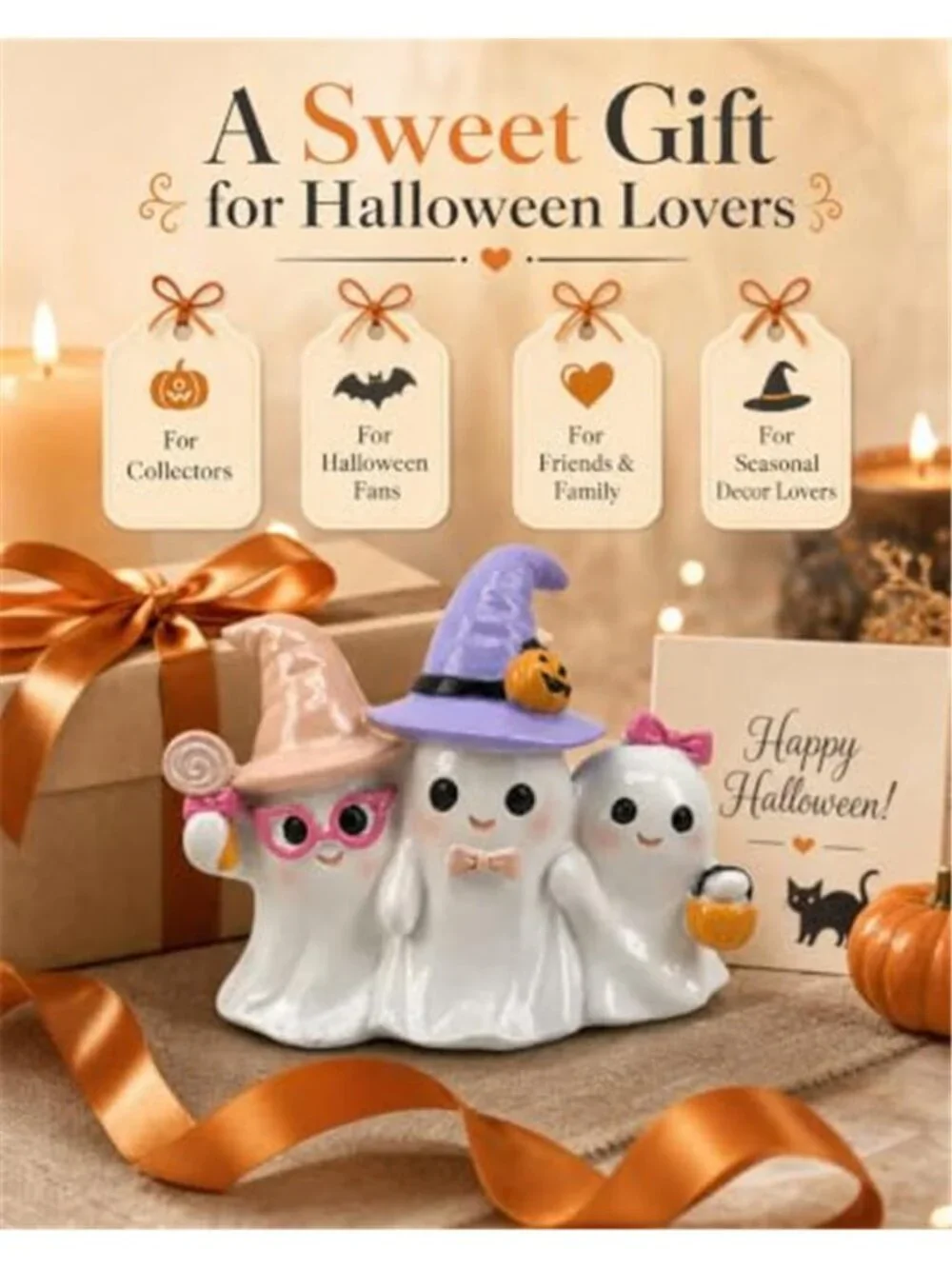Halloween Decoration Indoor Ghost Figurine (White Ghost Trio)